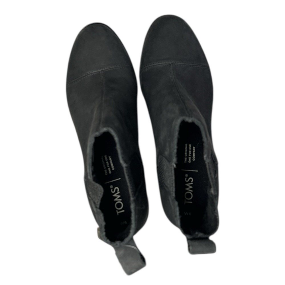TOMS Leather Chelsea Everly Ankle Boots Black Heeled Booties Women's Size 6 NWT - Picture 9 of 11